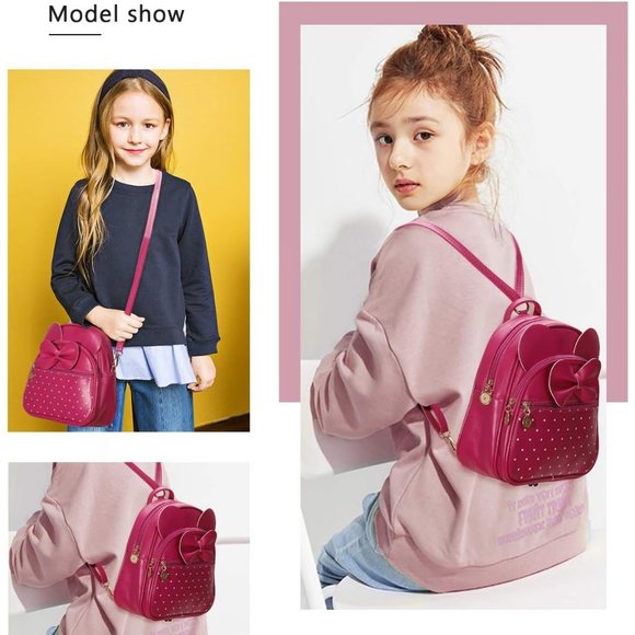 Bowknot Polka Dot Mini Backpack And Convertible Shoulder Bag Purse for Women - Picture 7 of 7